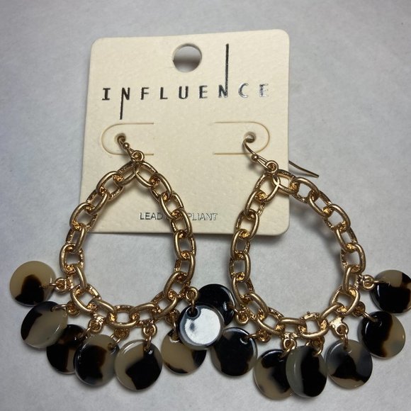 Oval gold chainlink earrings with tortoise - Picture 6 of 8